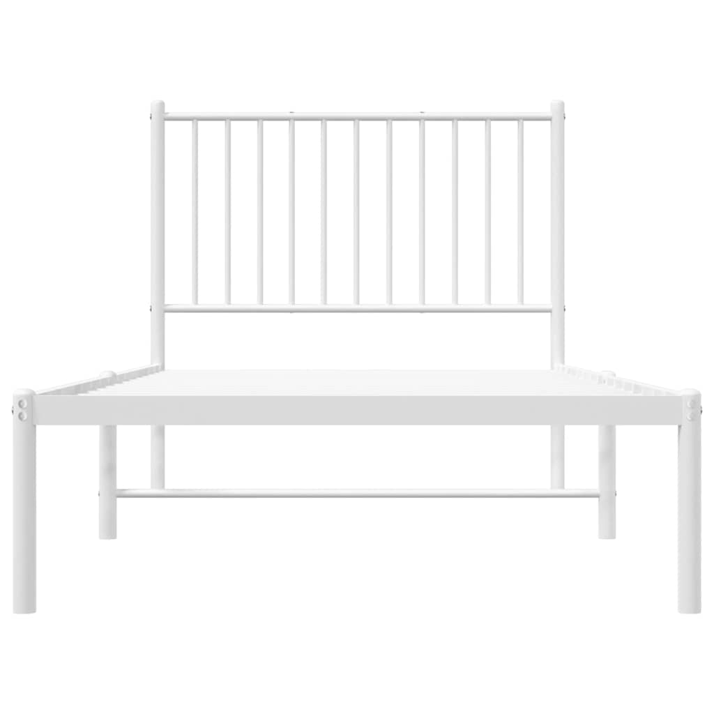 Metal Bed Frame without Mattress with Headboard White 90x190cm