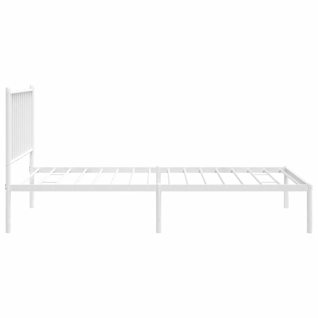 Metal Bed Frame without Mattress with Headboard White 90x190cm