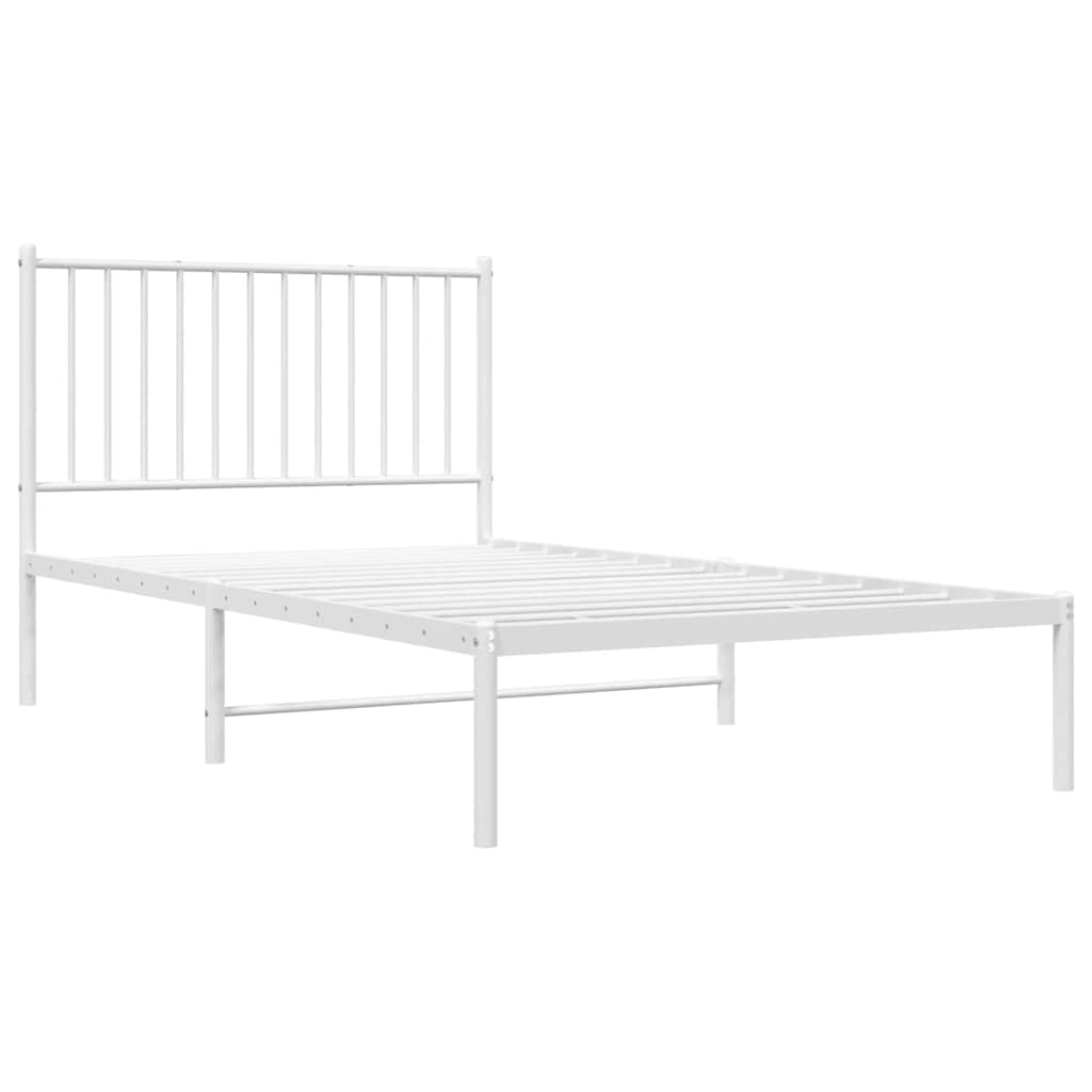 Metal Bed Frame without Mattress with Headboard White 100x190cm