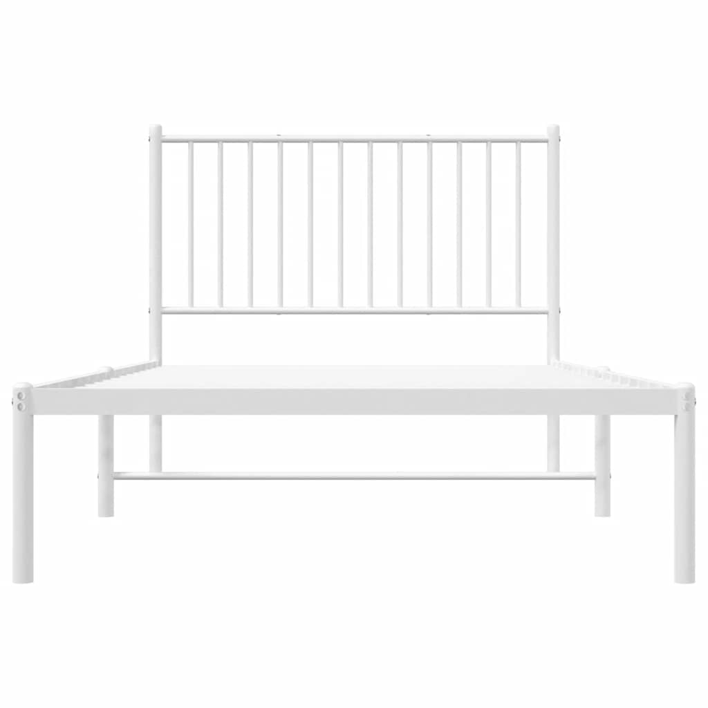 Metal Bed Frame without Mattress with Headboard White 100x190cm
