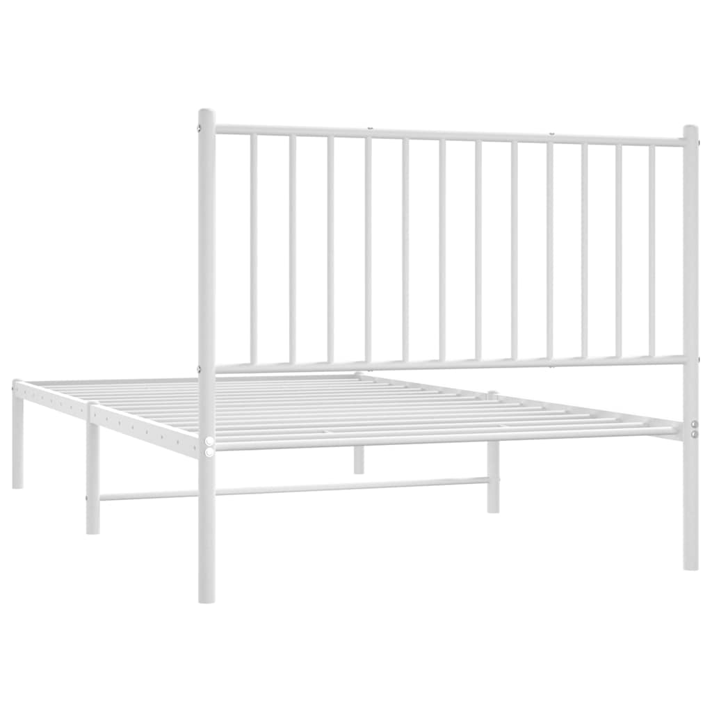 Metal Bed Frame without Mattress with Headboard White 100x190cm