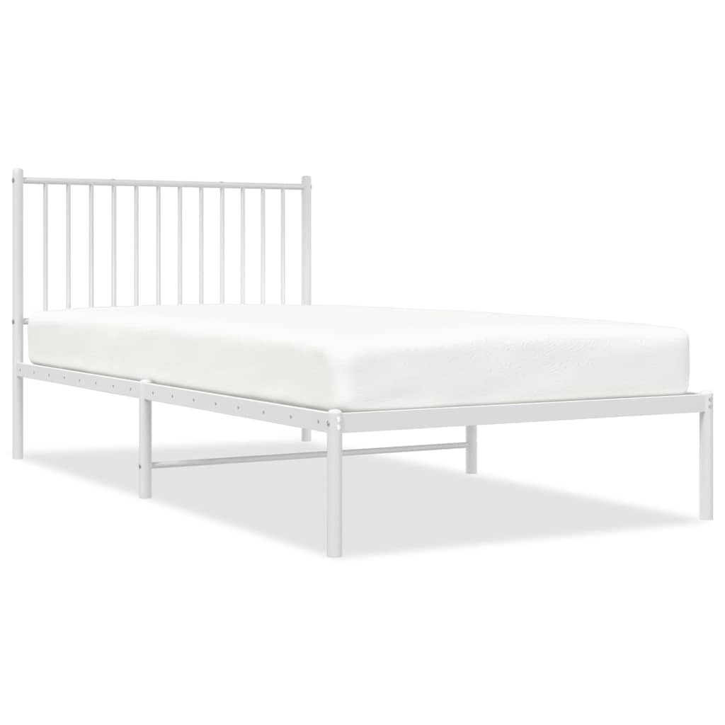 Metal Bed Frame without Mattress with Headboard White 100x200cm
