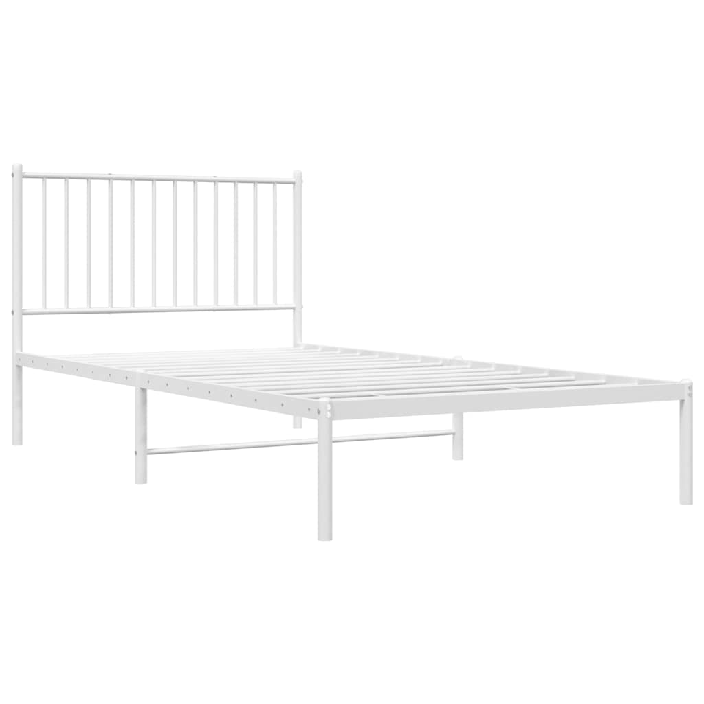 Metal Bed Frame without Mattress with Headboard White 100x200cm