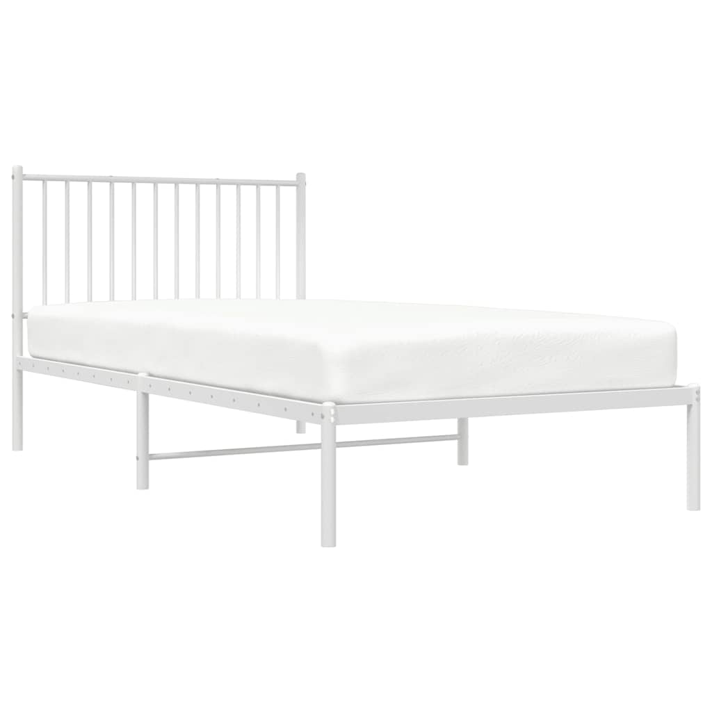 Metal Bed Frame without Mattress with Headboard White 100x200cm