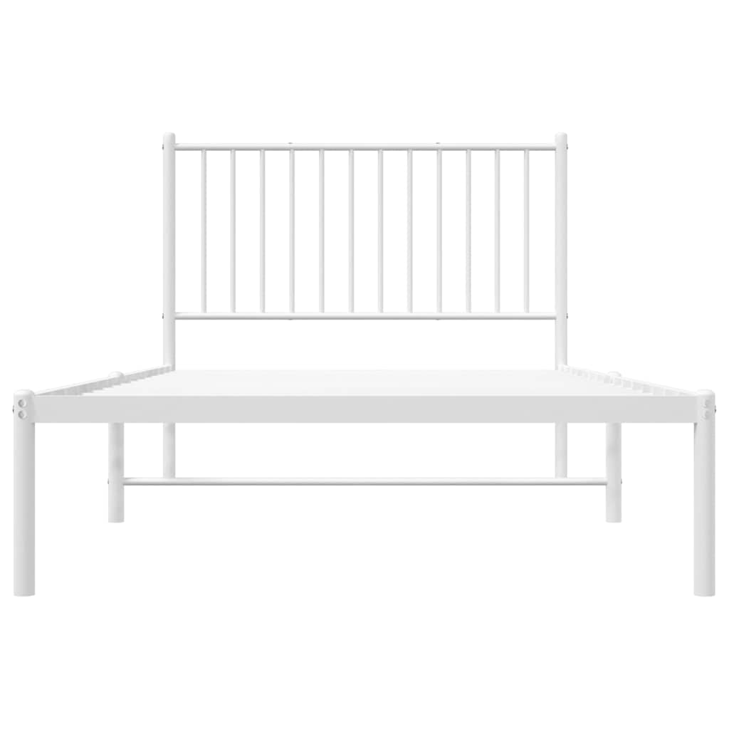 Metal Bed Frame without Mattress with Headboard White 100x200cm