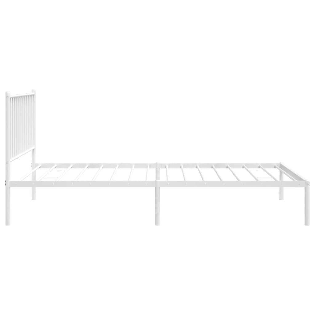 Metal Bed Frame without Mattress with Headboard White 100x200cm