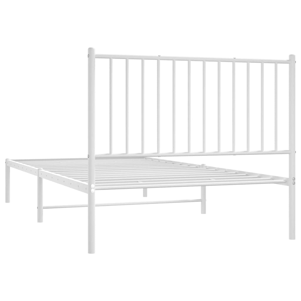 Metal Bed Frame without Mattress with Headboard White 100x200cm