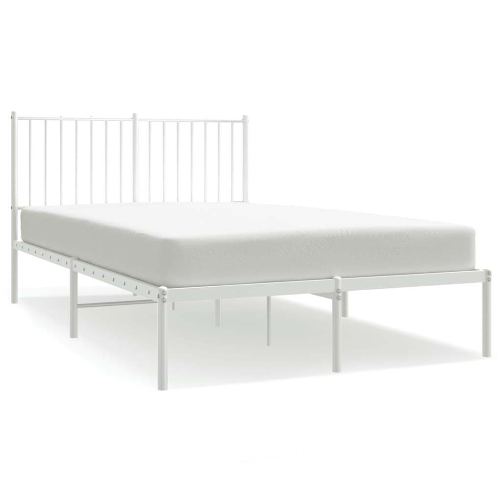 Metal Bed Frame without Mattress with Headboard White 120x190cm