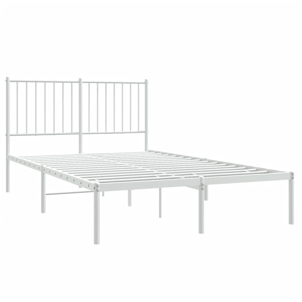 Metal Bed Frame without Mattress with Headboard White 120x190cm