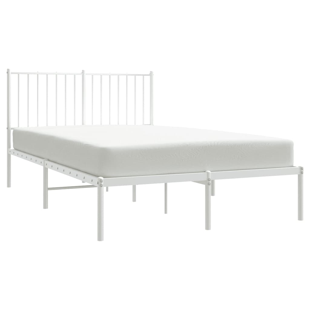 Metal Bed Frame without Mattress with Headboard White 120x190cm
