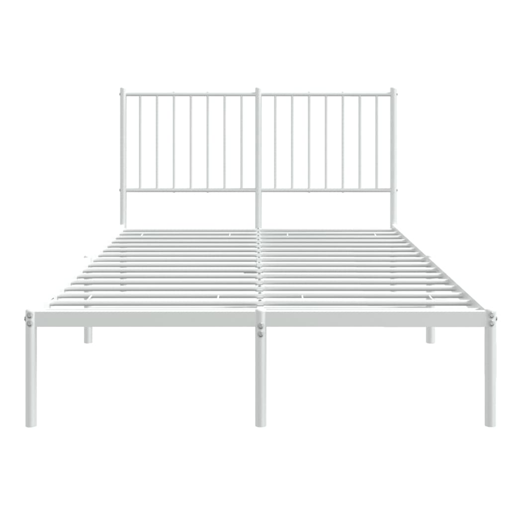Metal Bed Frame without Mattress with Headboard White 120x190cm