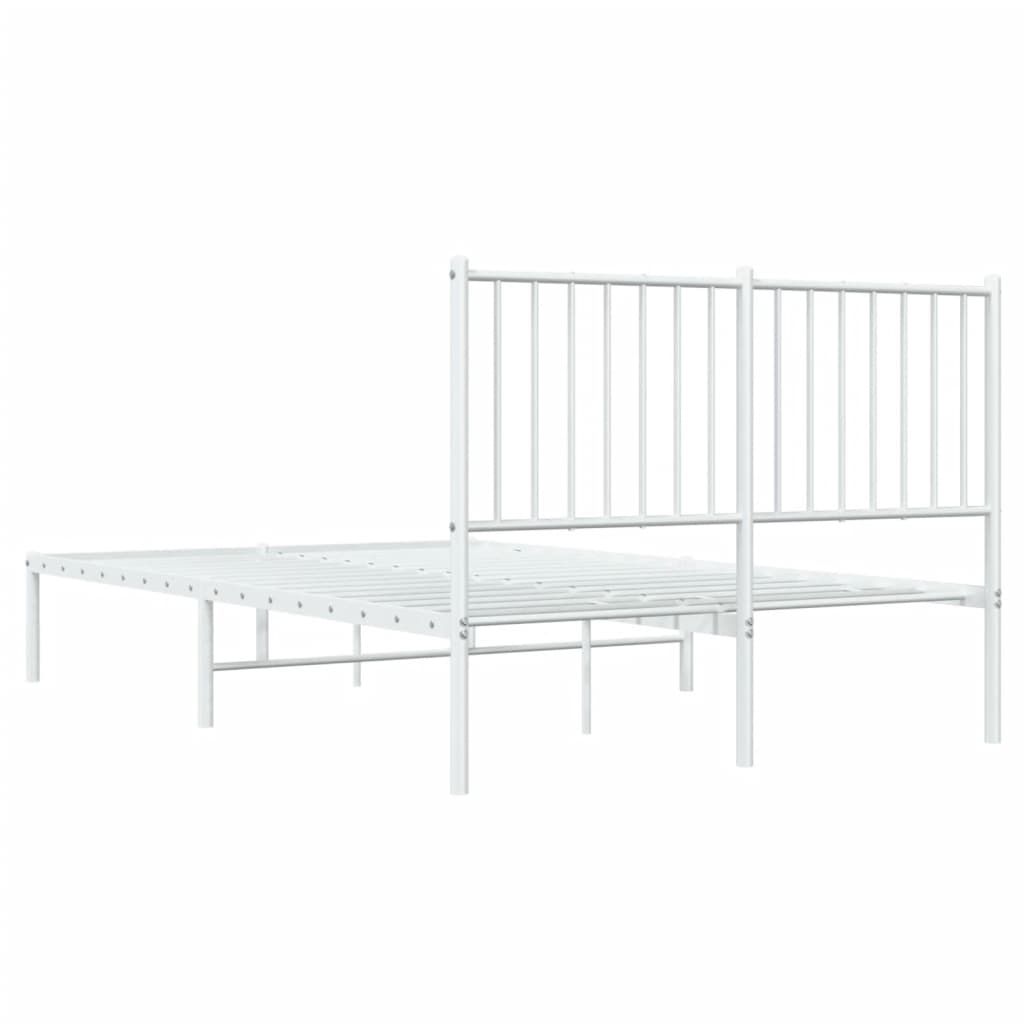 Metal Bed Frame without Mattress with Headboard White 120x190cm