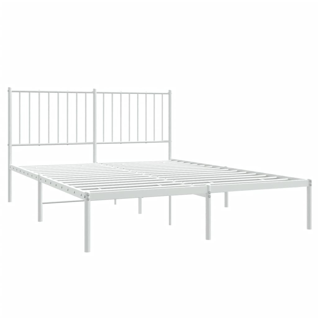 Metal Bed Frame without Mattress with Headboard White 140x190cm