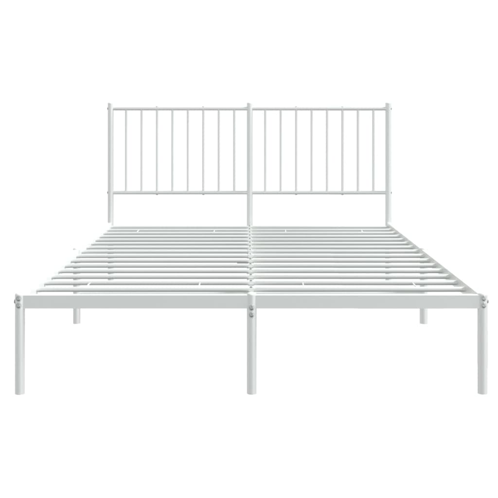 Metal Bed Frame without Mattress with Headboard White 140x190cm