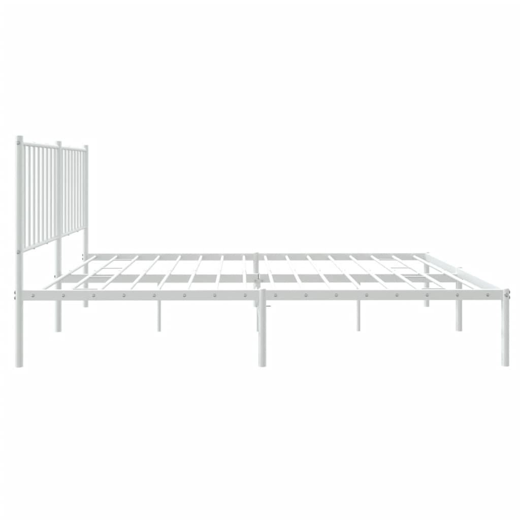 Metal Bed Frame without Mattress with Headboard White 140x190cm