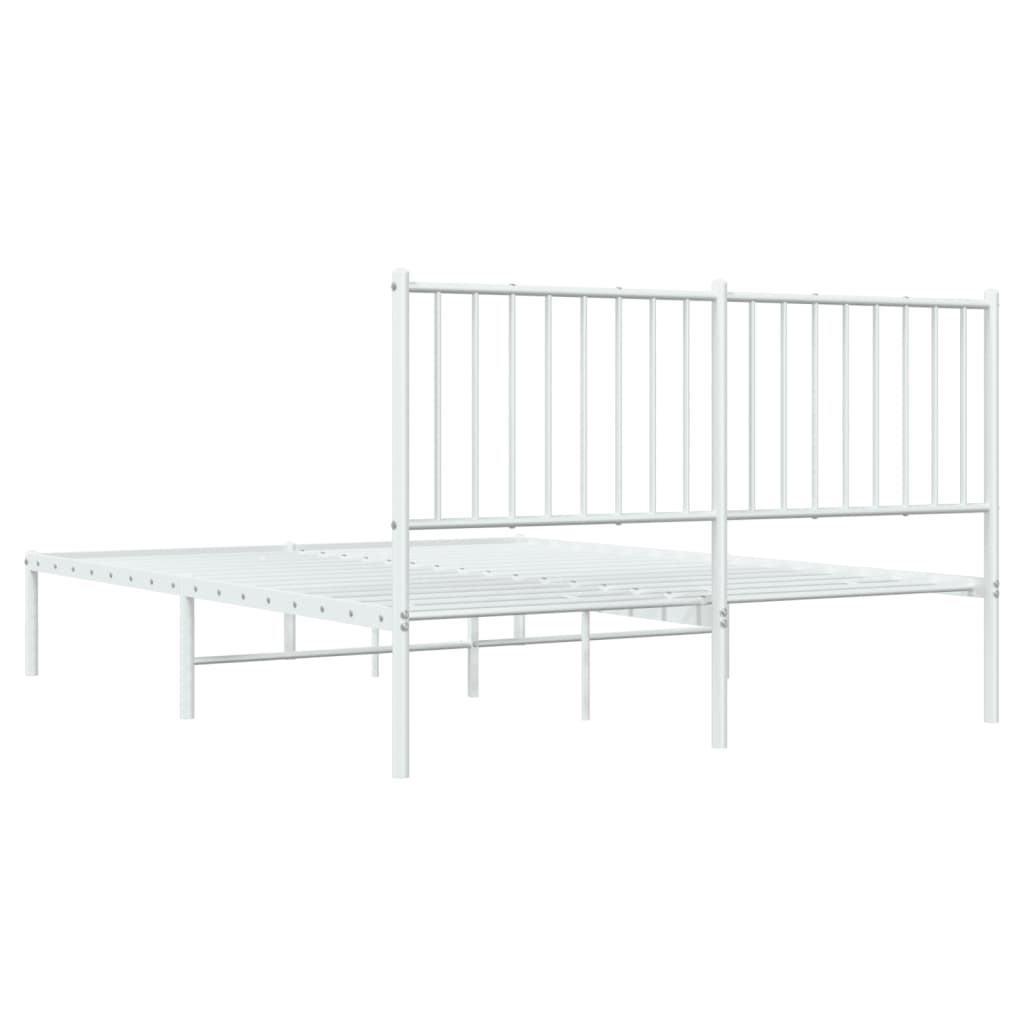 Metal Bed Frame without Mattress with Headboard White 140x190cm