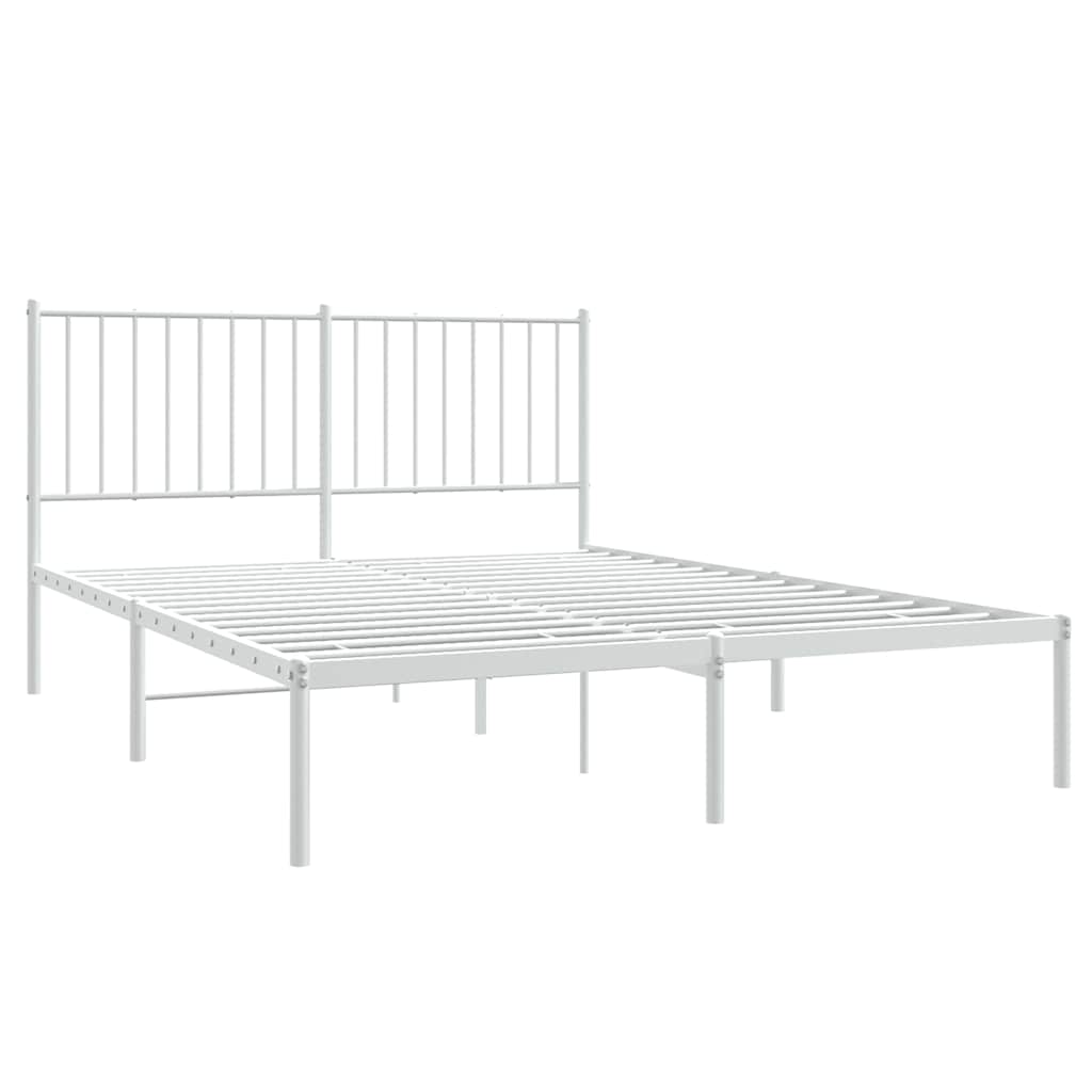 Metal Bed Frame without Mattress with Headboard White 140x200cm