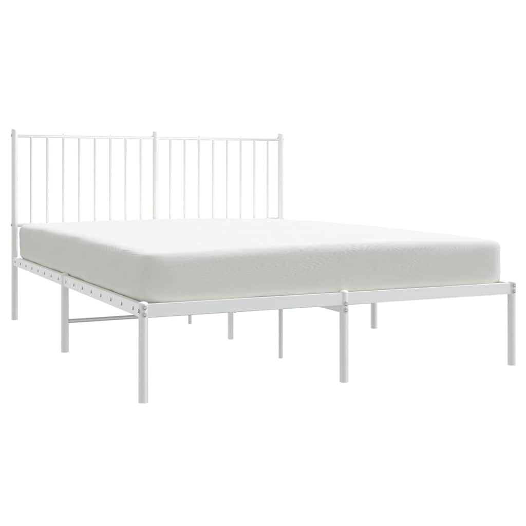 Metal Bed Frame without Mattress with Headboard White 140x200cm