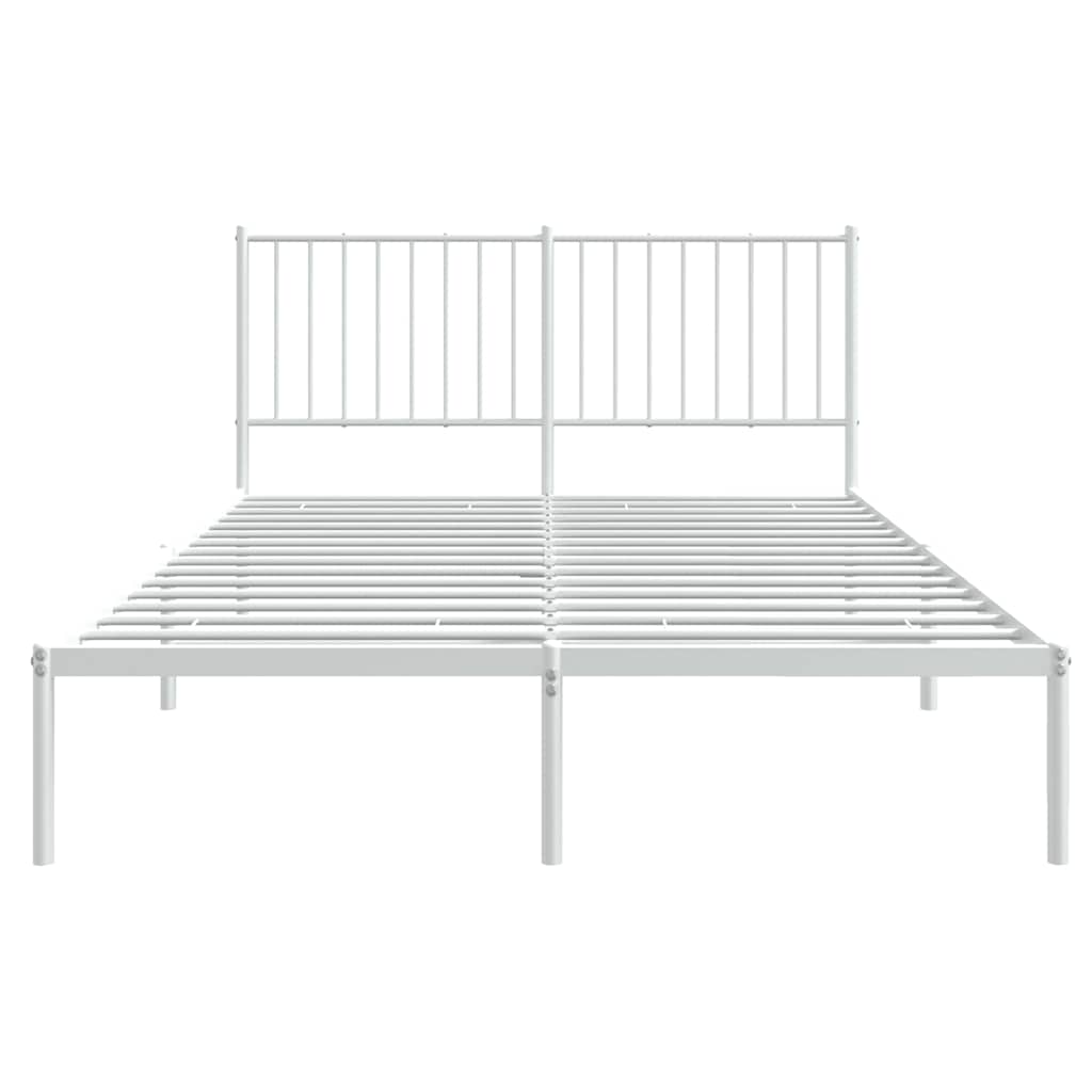 Metal Bed Frame without Mattress with Headboard White 140x200cm