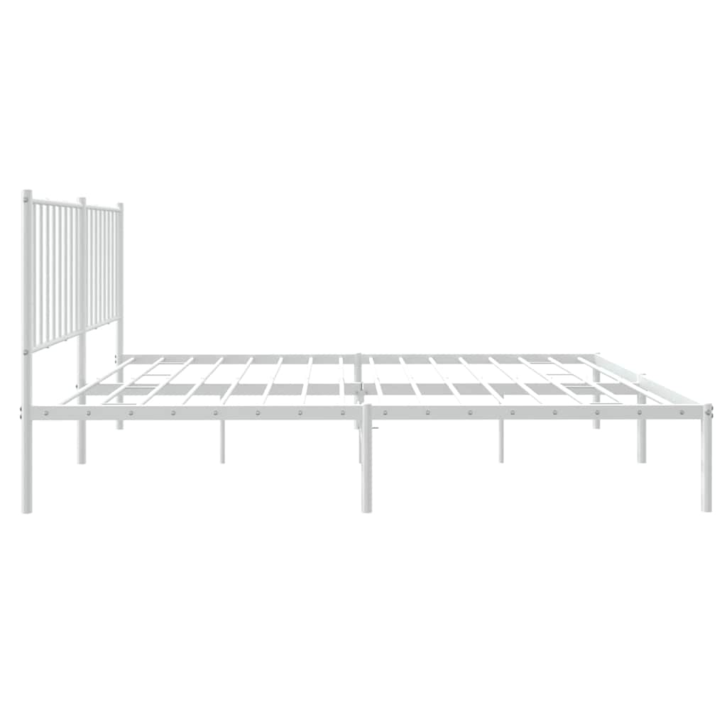 Metal Bed Frame without Mattress with Headboard White 140x200cm