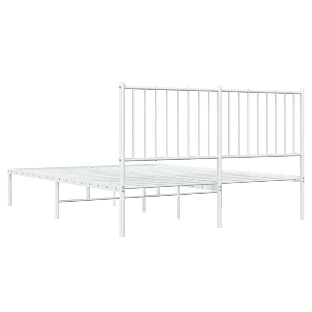 Metal Bed Frame without Mattress with Headboard White 140x200cm