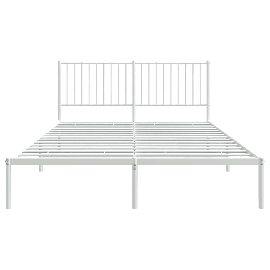 Metal Bed Frame without Mattress with Headboard White 160x200cm