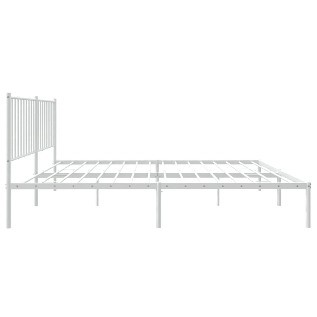 Metal Bed Frame without Mattress with Headboard White 160x200cm