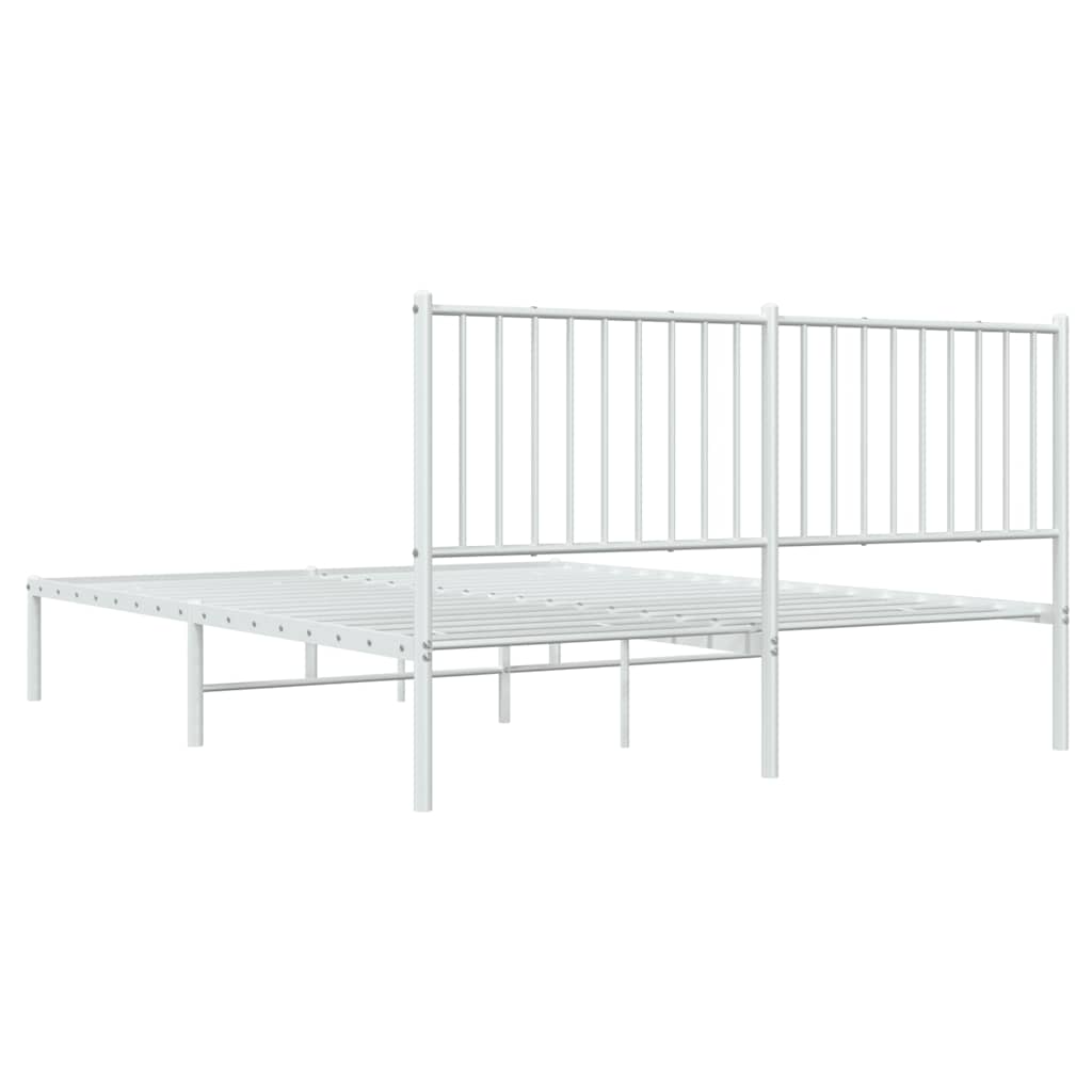 Metal Bed Frame without Mattress with Headboard White 160x200cm
