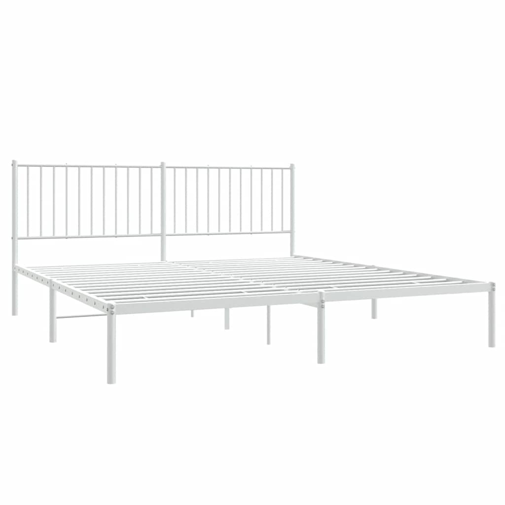 Metal Bed Frame without Mattress with Headboard White 180x200cm