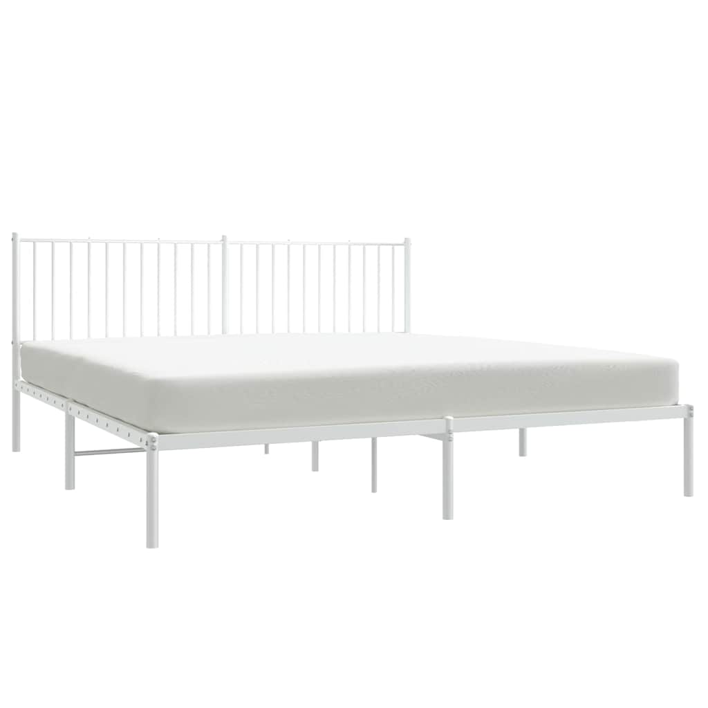 Metal Bed Frame without Mattress with Headboard White 180x200cm