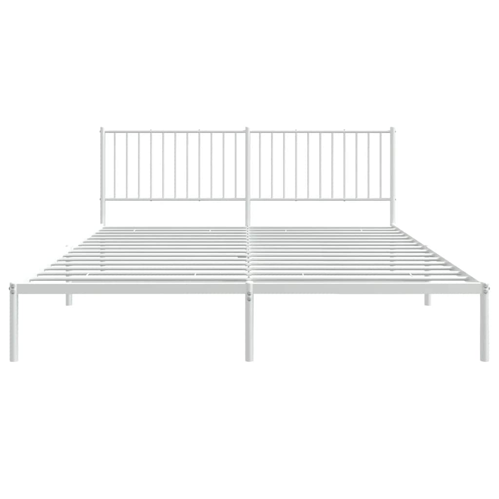 Metal Bed Frame without Mattress with Headboard White 180x200cm