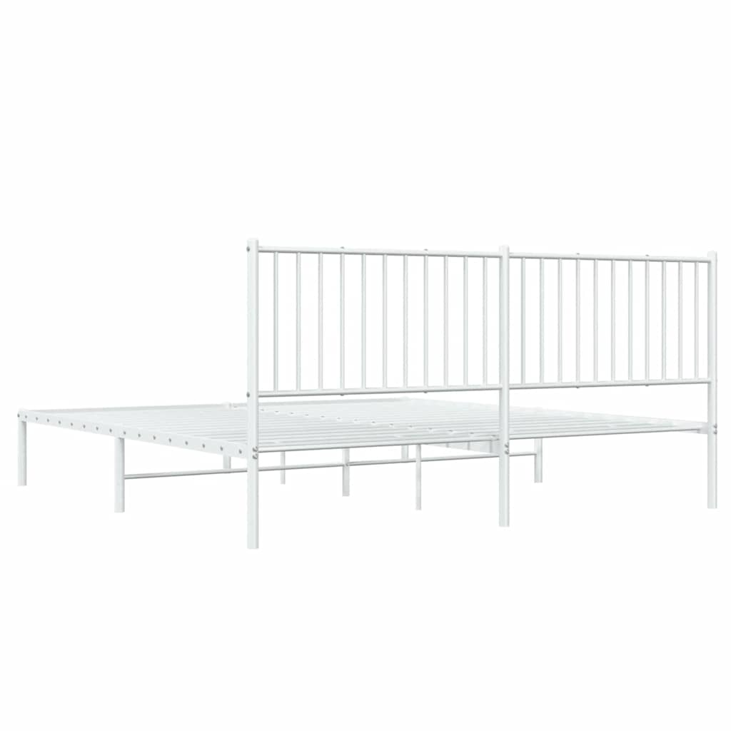 Metal Bed Frame without Mattress with Headboard White 180x200cm