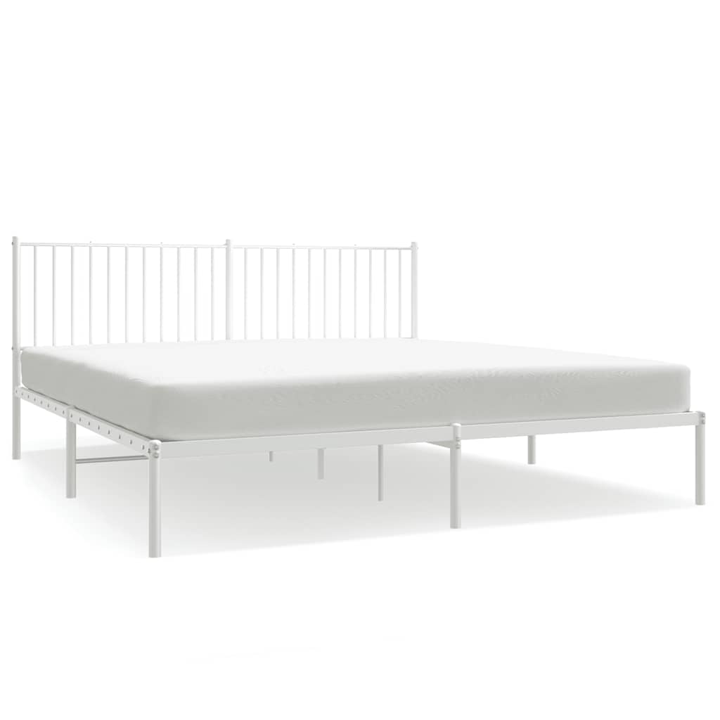 Metal Bed Frame without Mattress with Headboard White 183x213cm