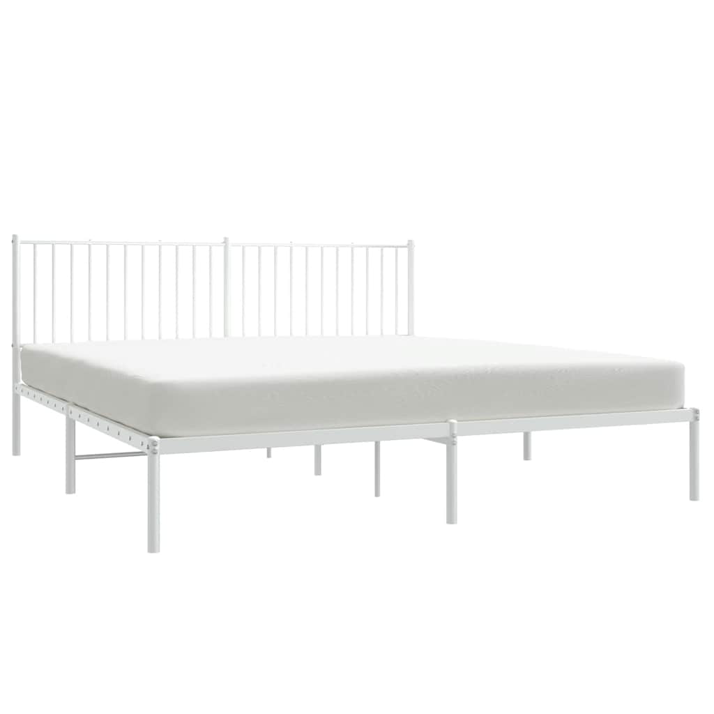 Metal Bed Frame without Mattress with Headboard White 183x213cm