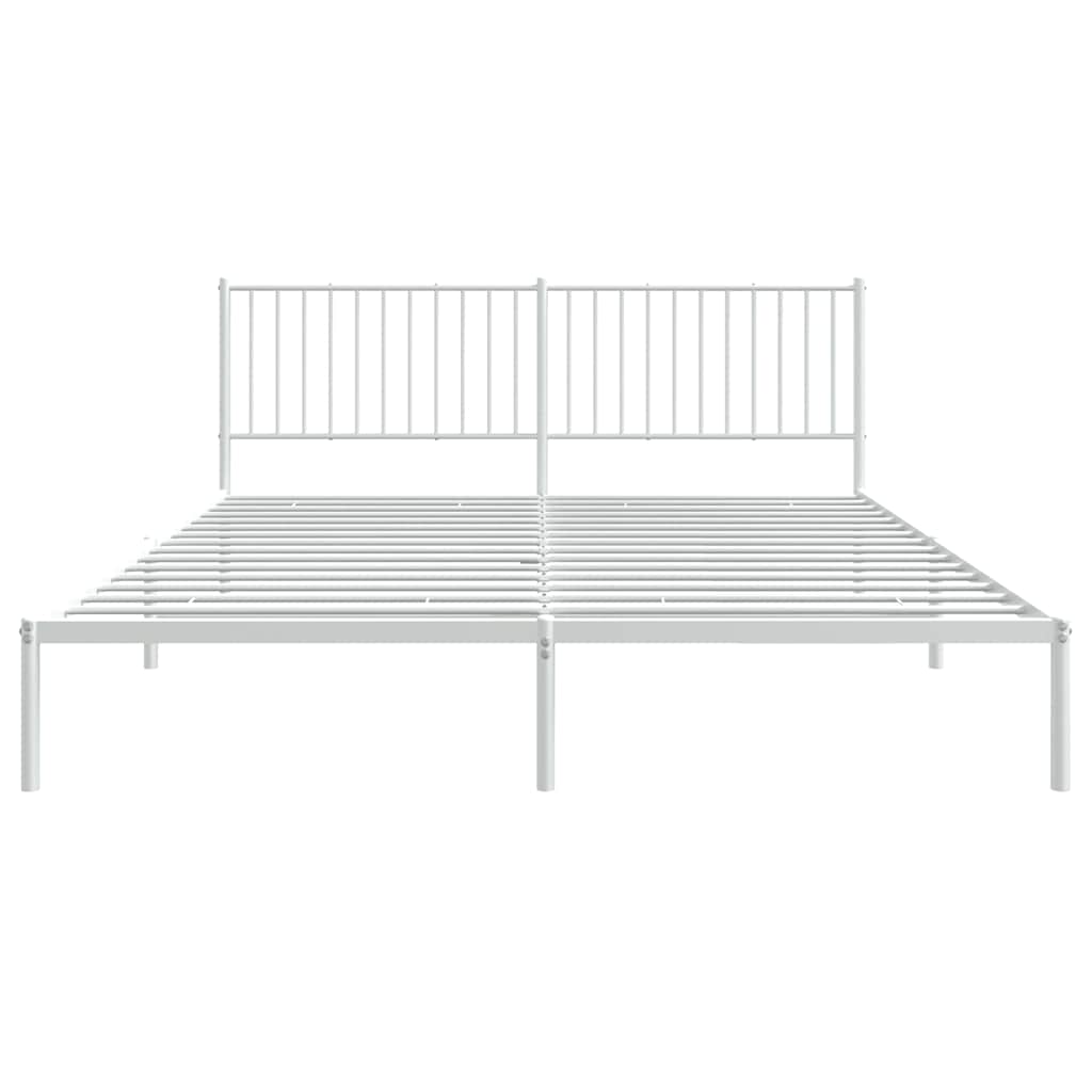 Metal Bed Frame without Mattress with Headboard White 183x213cm