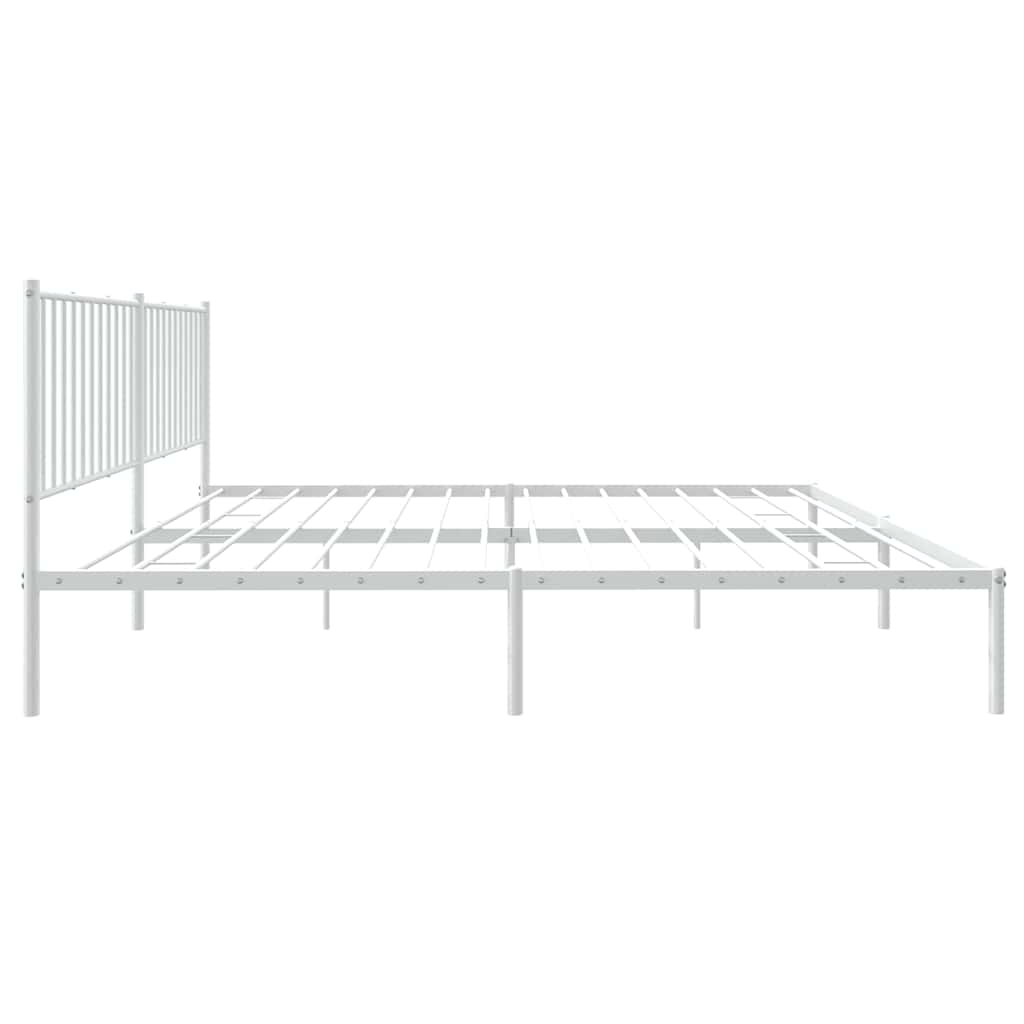 Metal Bed Frame without Mattress with Headboard White 183x213cm