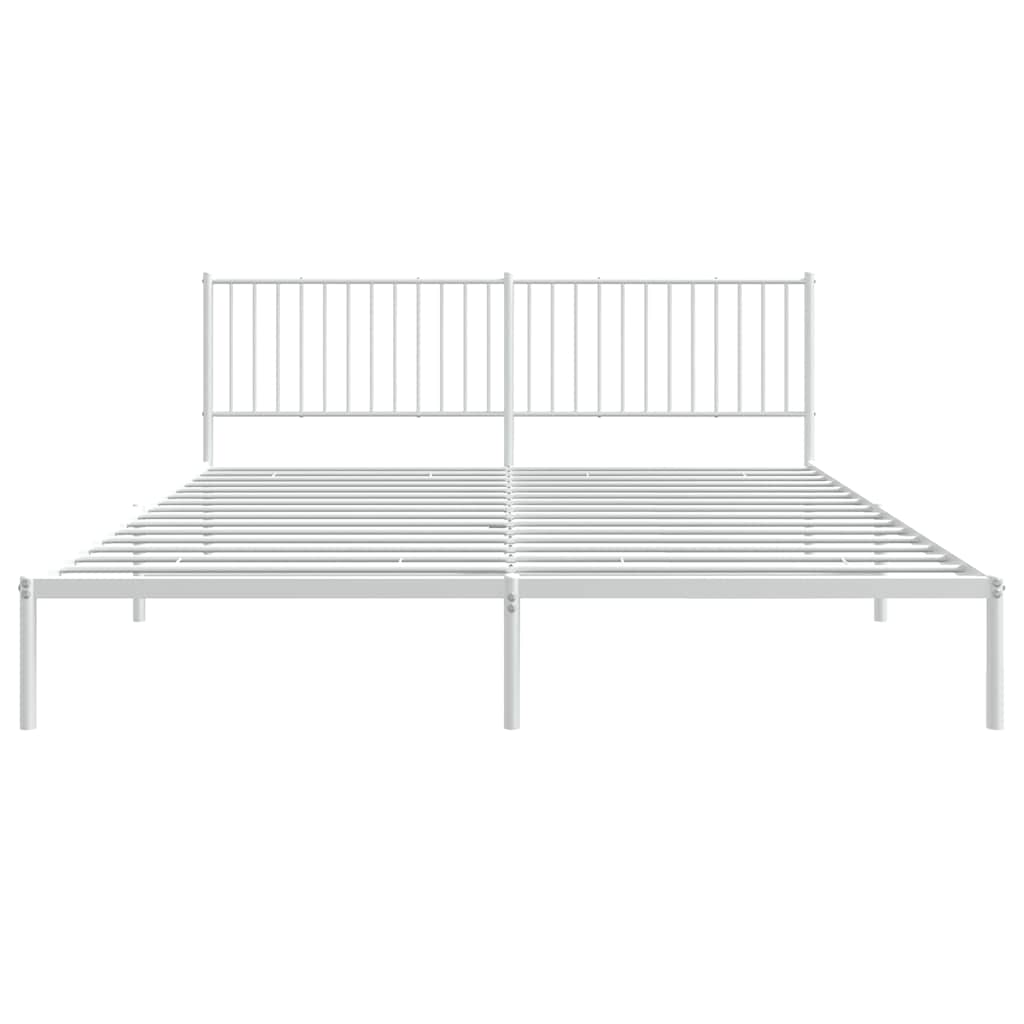 Metal Bed Frame without Mattress with Headboard White 193x203cm