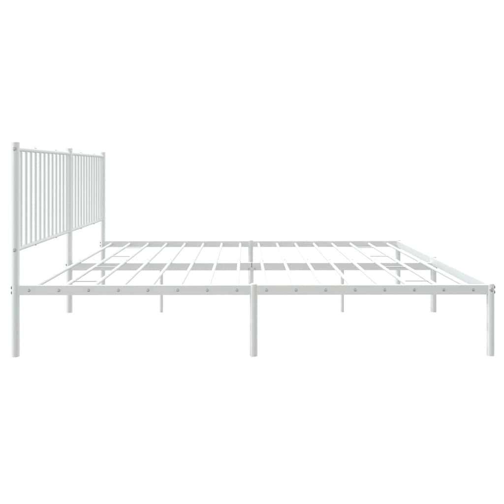 Metal Bed Frame without Mattress with Headboard White 193x203cm