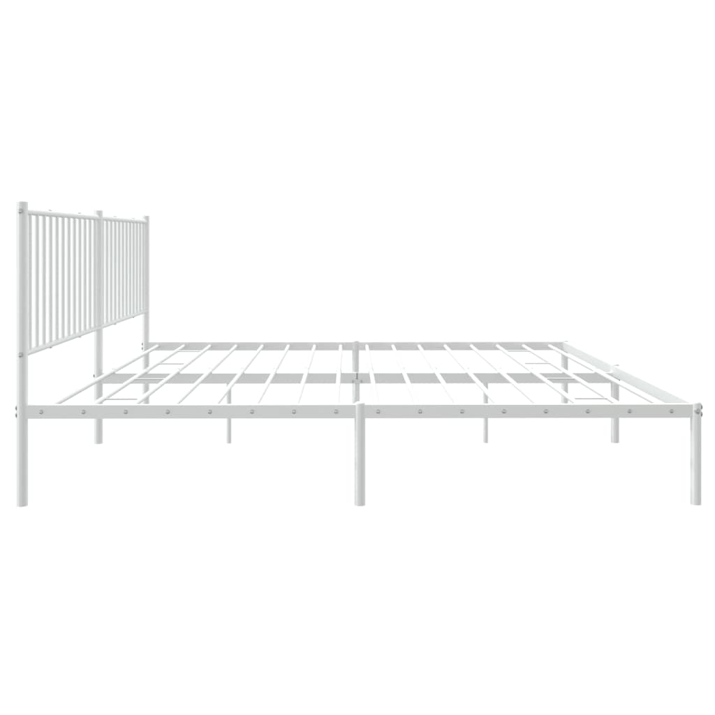Metal Bed Frame without Mattress with Headboard White 200x200cm