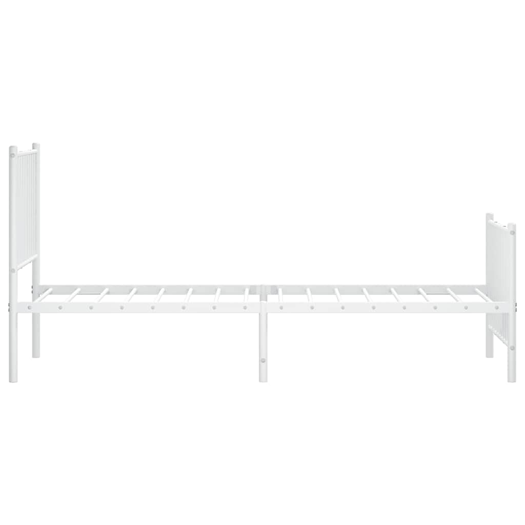Metal Bed Frame without Mattress with Footboard White 75x190cm
