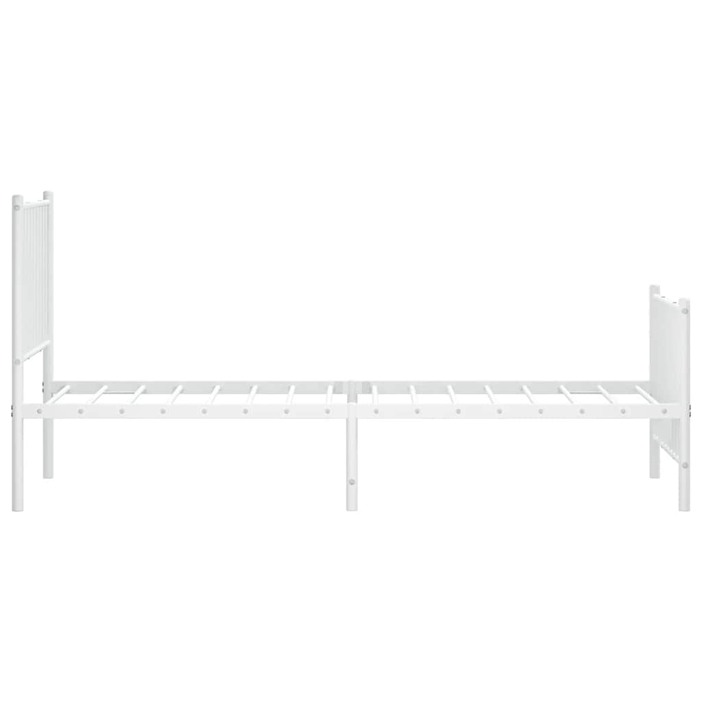 Metal Bed Frame without Mattress with Footboard White 80x200cm