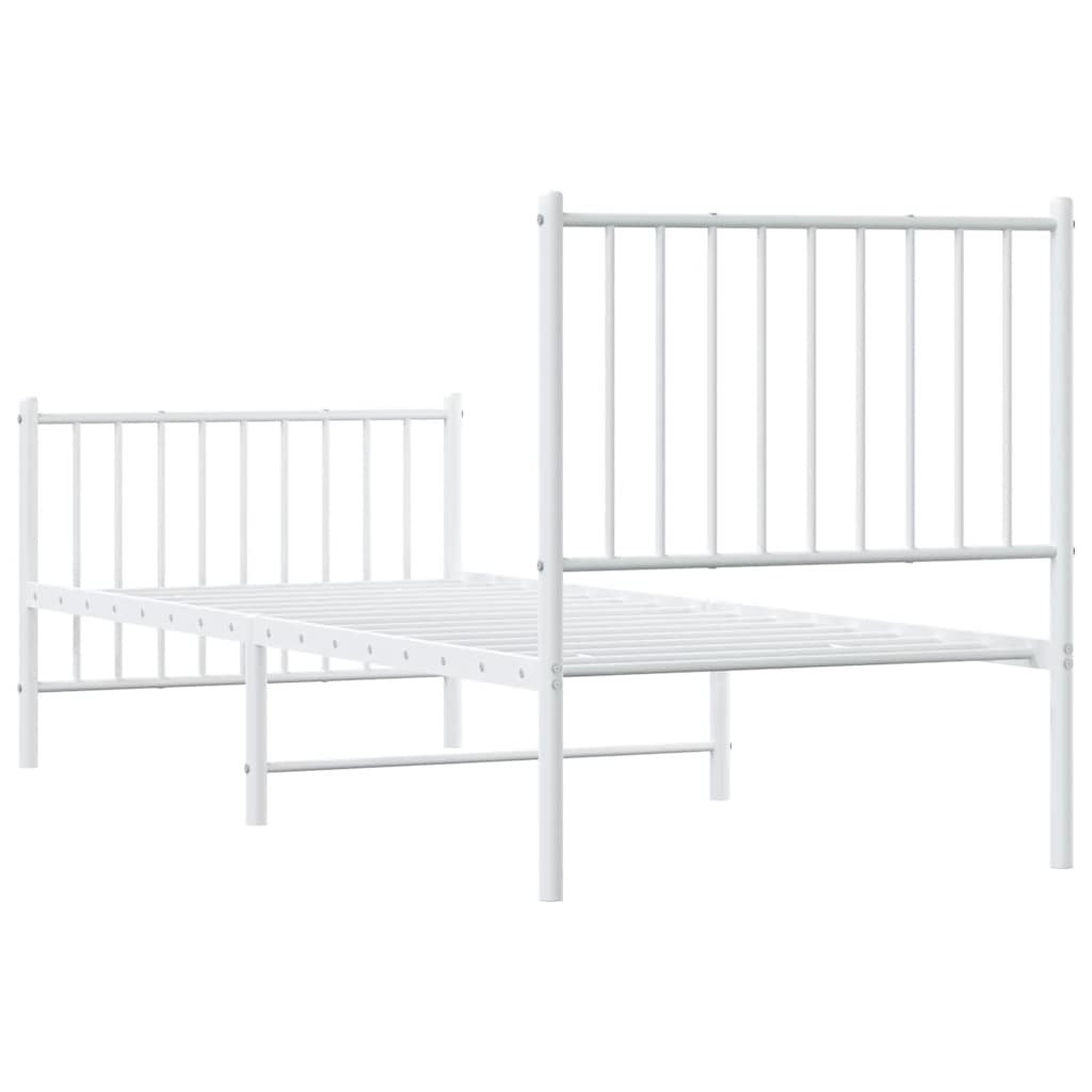 Metal Bed Frame without Mattress with Footboard White 80x200cm