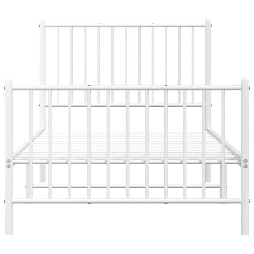 Metal Bed Frame without Mattress with Footboard White 90x190cm