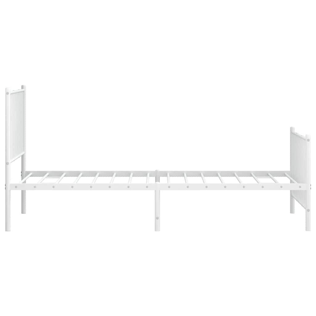 Metal Bed Frame without Mattress with Footboard White 90x190cm