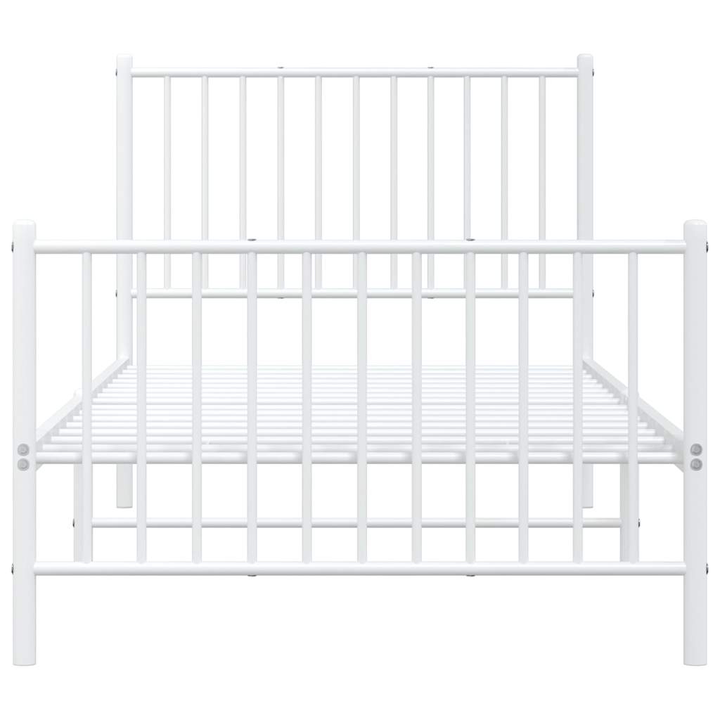 Metal Bed Frame without Mattress with Footboard White 90x200cm