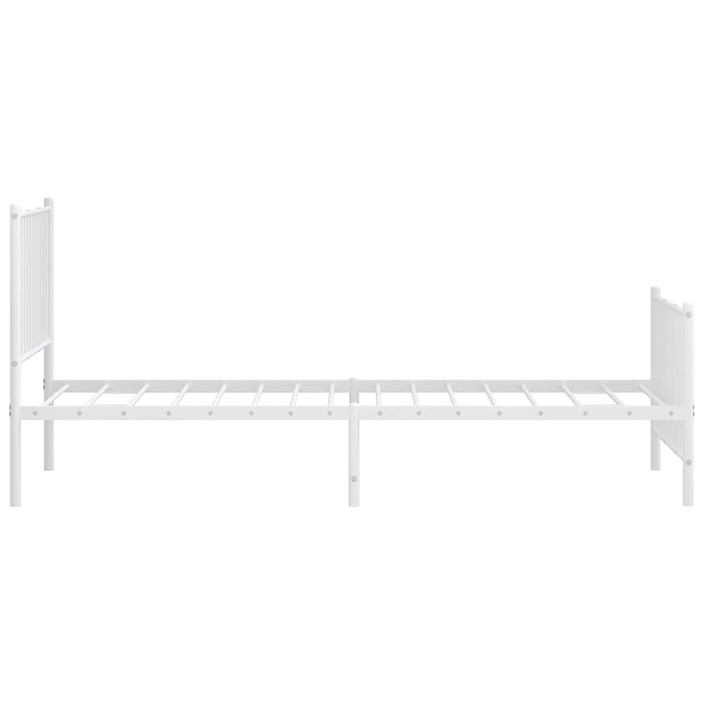 Metal Bed Frame without Mattress with Footboard White 90x200cm