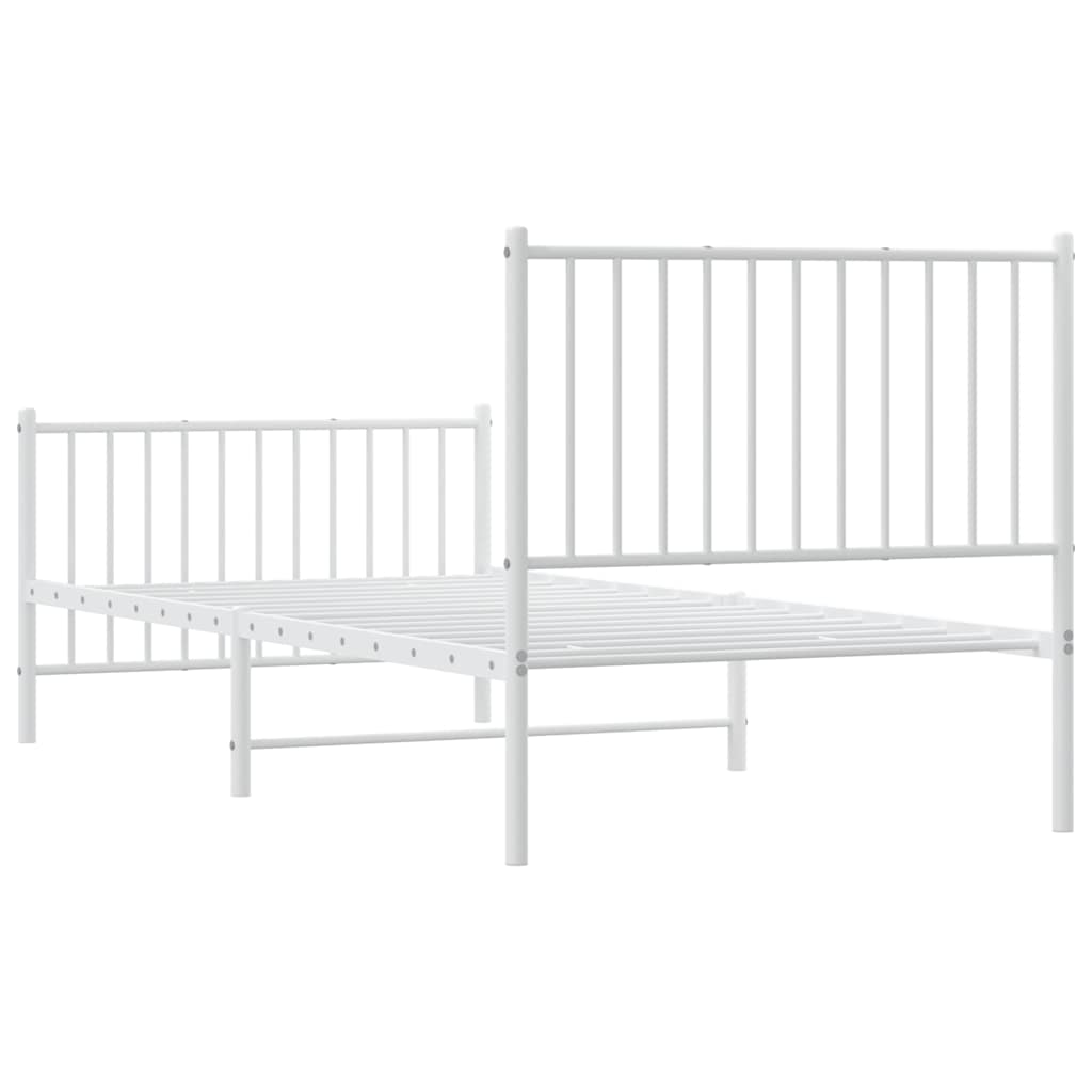 Metal Bed Frame without Mattress with Footboard White 90x200cm