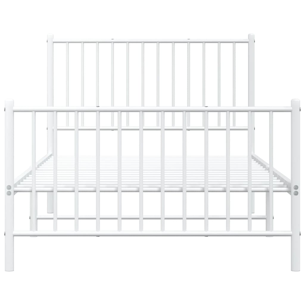 Metal Bed Frame without Mattress with Footboard White 100x190cm