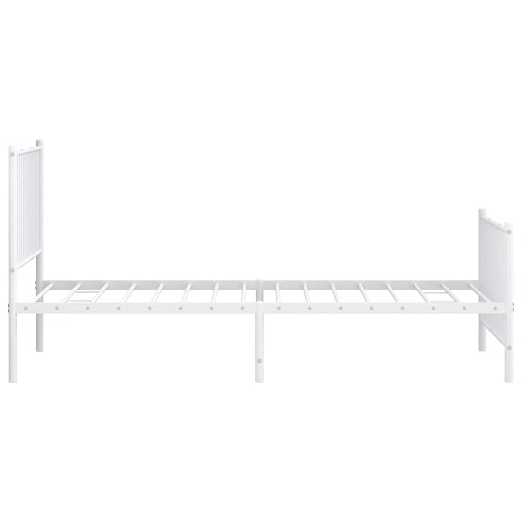 Metal Bed Frame without Mattress with Footboard White 100x190cm