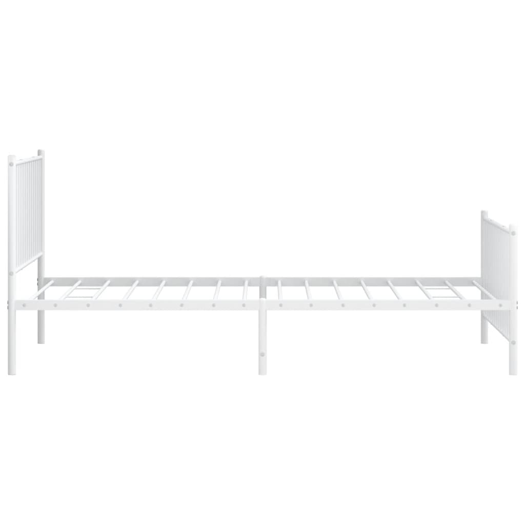 Metal Bed Frame without Mattress with Footboard White 107x203cm